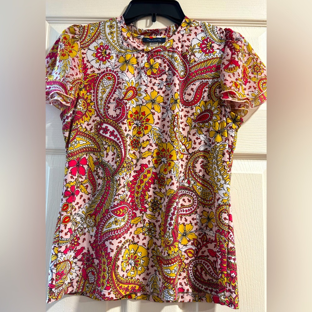 Tommy Hilfiger Paisley Ruffle Sleeve Blouse